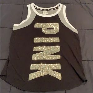 PINK sequin logo tank